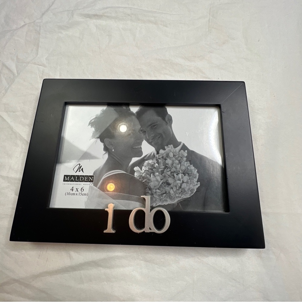 Malden International Picture Frame Wedding "I DO” Black Silver 4X6 Bride Groom